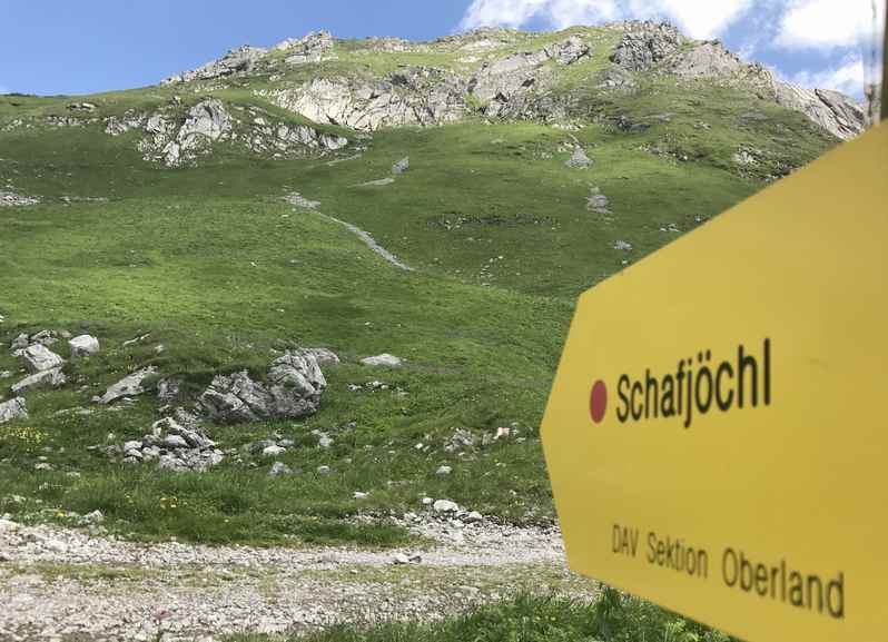 Die Abzweigung zum Schafjöchl Wandersteig